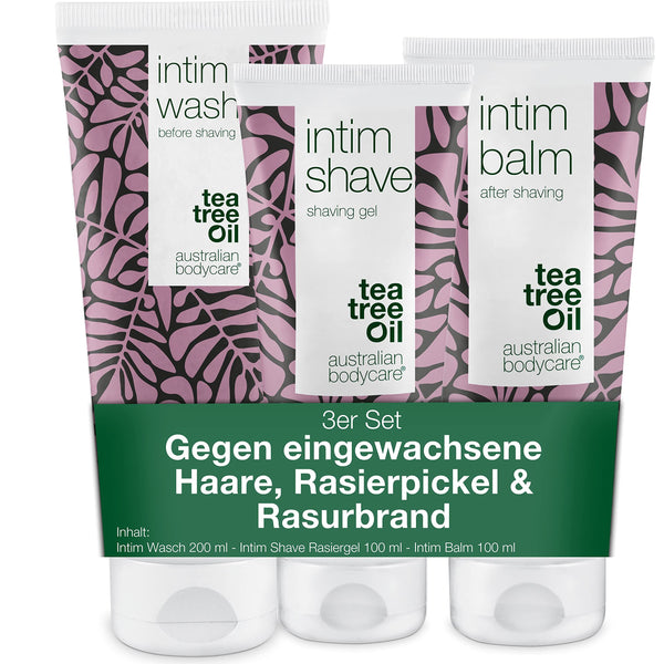 3er Intimrasur Set by Australian Bodycare: Waschlotion 200ml, Rasiergel 100ml & Aftershave Balm 100ml – Gegen eingewachsene Haare, Rote Pickel & Rasurbrand