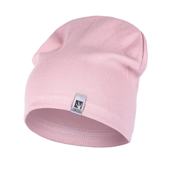 HEYO Mütze Slouch Beanie Damen Herren Strickmütze Gerippte Baumwolle (Rosa)