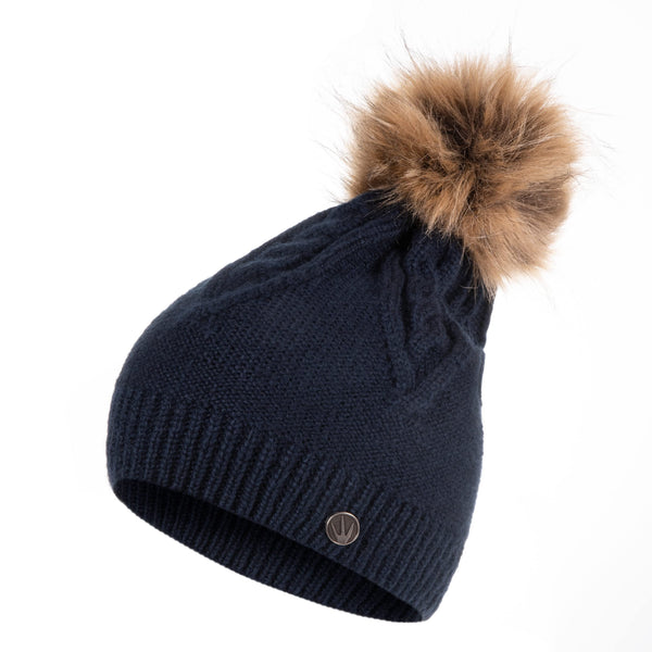 HEYO Damen Mütze für Winter Strickmütze mit Bommel Warme Beanie Wintermütze H22512 (Dunkelblau)