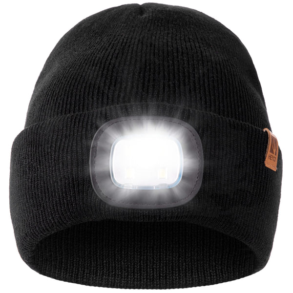 HEYO Mütze mit LED Licht Herren Damen Beleuchtete Beanie Winter Warm Wiederaufladbares USB