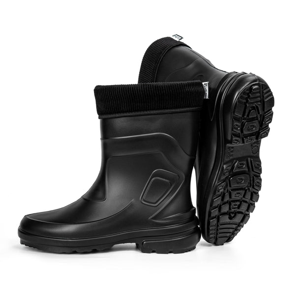 HEYO Damen Gummistiefel Halbhoch Regenstiefel Wasserdicht Gefüttert Stiefel Stiefeletten für Herbst Winter Jessy (Schwarz, EU Schuhgrößensystem, Erwachsene, Numerisch, M, 38)