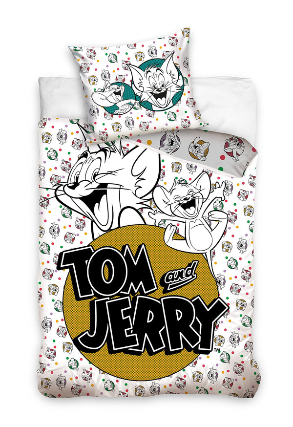 Carbotex Tom und Jerry Disney Tom and Jerry Bettwäsche 135X200 + 80x 80 Baumwolle, Small Single, (TJ214004)