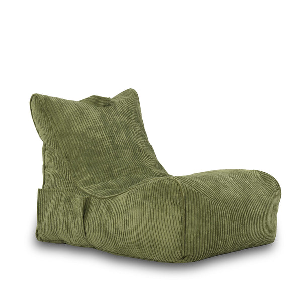 Ecopuf Flavio - Sitzsack Wohnzimmer - Sitzpouf Samt - Weicher Sack Pouf mit Tasche und Griff, gepolstert - Entspannungssessel - Strickhocker - Wohnungseinrichtung - Grün Sz20