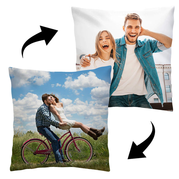 Personalisiertes FOTOGESCHENK Doppelseitig mit eigenem Foto Bedruckt (45 x 45 cm) Foto-Kissen mit Deinem Foto & Text beidseitig Bedrucken, Geburtstag, Valentinstag (mit Füllung) [091]